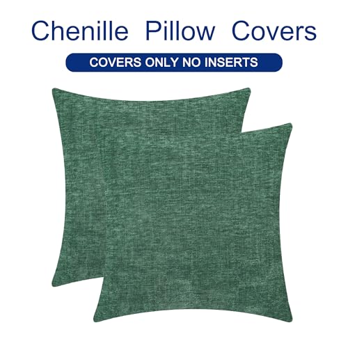 Decorative Couch Throw Pillow Covers 20 X 20 Inches Dark Green (20" x 20" (Pack of 2) / Dark Green)