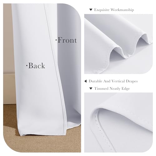 White 50% Lighting Blocking Curtains for Kitchen (Pure White / 34"W x 54"L (Pack of 2))