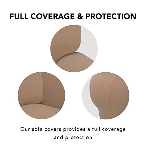 Super Stretch Chair Covers Fleece Couch Covers for Sofa Camel (Small Chair / Camel)