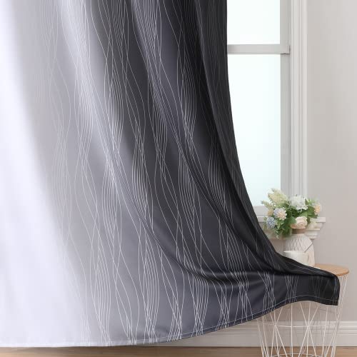 Black and Greyish White Ombre Blackout Curtains for Bedroom 102 Inches Long (Black and Greyish White / 52"W x 102"L (Pack of 2))