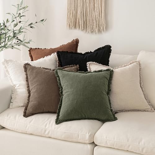 Linen Decorative Fall Lumbar Throw Pillow Covers Cocoa Brown 12x20 (20" x 12" (Pack of 2) / Cocoa Brown)