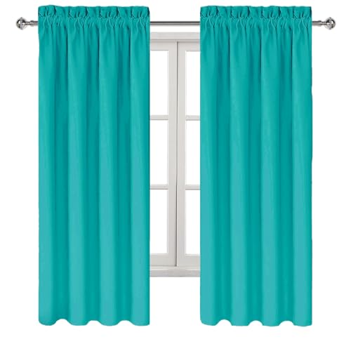 Blackout Curtains for Bedroom Living Room 42 x 63 Inch Long 2 Panels (Peacock Blue / 42"W x 63"L (Pack of 2))