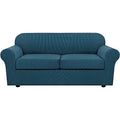 3 Piece Stretch Sofa Covers for 2 Cushion Sofa Couch Covers for Living Room Sofa Slipcovers (Medium-XL / Deep Teal)