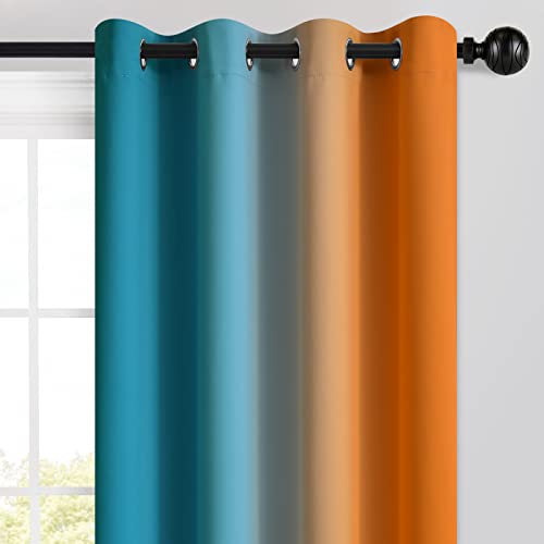 Orange Blue Ombre Curtains 52x54 Inche Long 2 (52"W x 54"L (Pack of 2) / Orange and Blue)