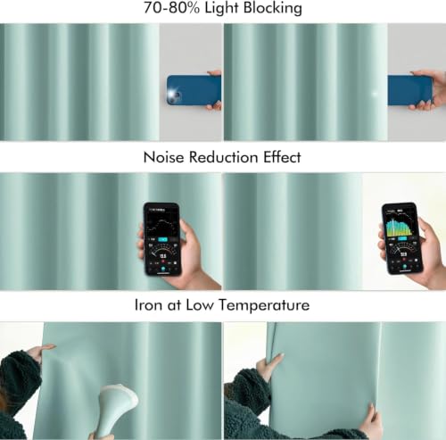 Aqua Back Tab Blackout Curtains 52x102 Inch Long 2 Panels Set (Aqua / 52"W x 102"L (Pack of 2))