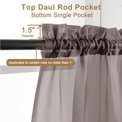 Sheer Chocolate Brown Curtains 90 inches Long 2 Panels (Chocolate Brown / 42"W x 90"L (Pack of 2))