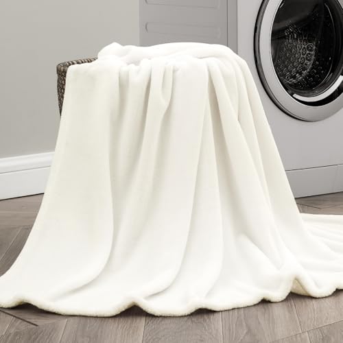 Fleece Blanket Soft Plush Throw for Couch Cream 50"x70" (Cream / Throw XL(50"x70"))