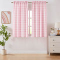 63 Inch Pink White Buffalo Plaid Semi Sheer Curtains (Pink/White / 52"W x 63"L (Pack of 2))