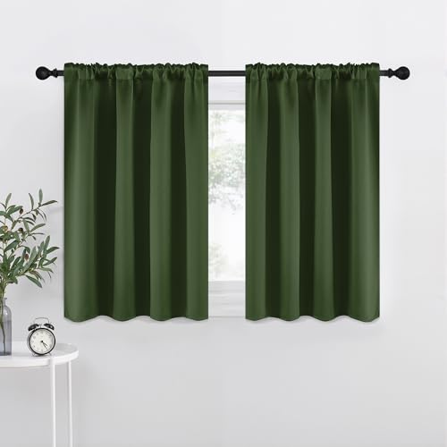 Dark Green Blackout Curtains for Cafe 42" Wide x 36" Long 2 Panels (Dark Green / 42"W x 36"L (Pack of 2))