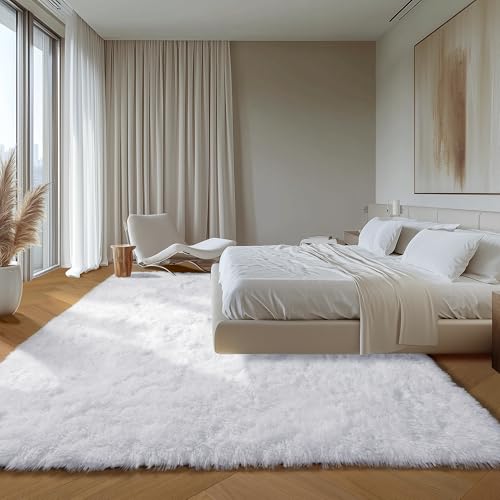 White 6x9 Area Rugs for Living Room Bedroom (White / 6' x 9' (Rectangular))