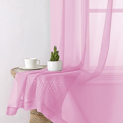Sheer Pink Curtains 72inches Long (40"W x 72"L (Pack of 2) / Light Pink)