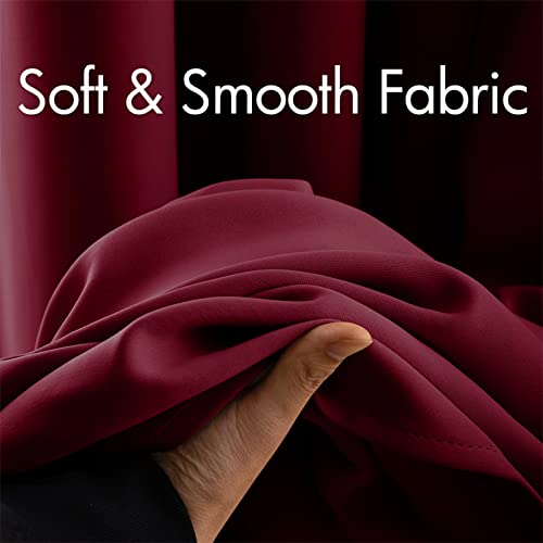 Wine Red Blackout Bedroom Curtains 63 Inch Long Light Blocking (Wine Red / 42"W x 63"L (Pack of 2))