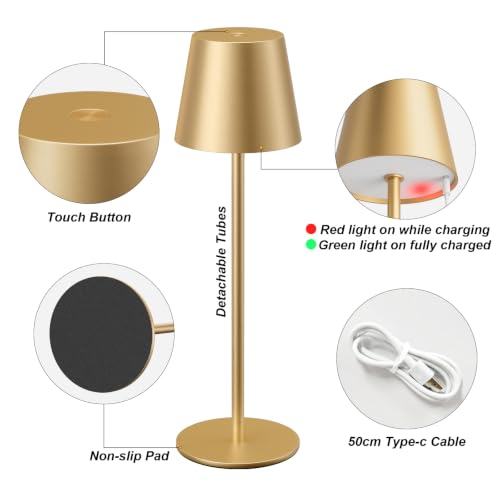 Cordless Table Lamp Rechargeable Gold (Gold 4pack)