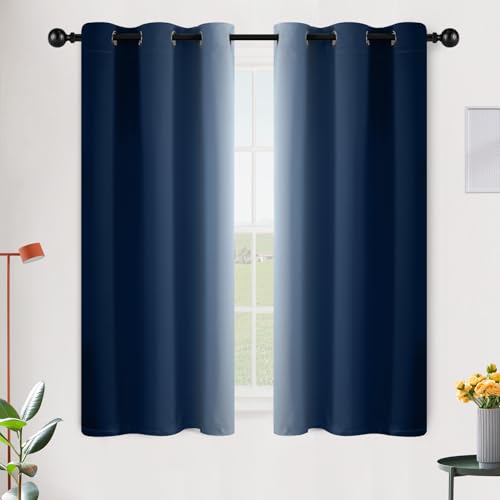 Ombre Blue to Grey White Curtains for Living Room 42Wx54L (42"W x 54"L (Pack of 2) / Blue)