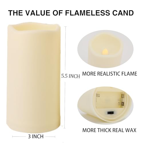 Outdoor Plastic flameless Candles with Remote Control and Timer (D3"xH5.5" - 12pack / lvory-warm light)