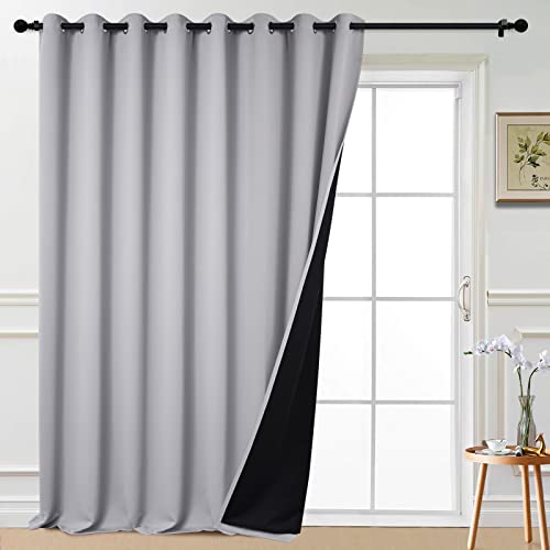 Light Grey Blackout Patio Door Curtain Panels W100 x L108 (100"W x 108"L (Pack of 1) / Light Grey)