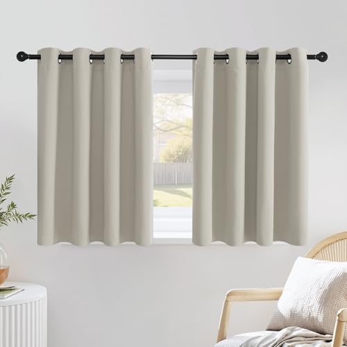 Blackout Kitchen Curtains 36 inch Length (Natural / 52"W x 36"L (Pack of 2))