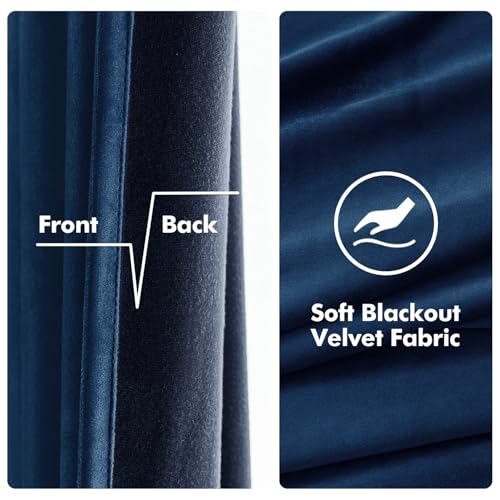 Velvet Curtains Navy Blue 52 x 108 Inch Length Set of 2 (Navy Blue / 52"W x 108"L (Pack of 2))