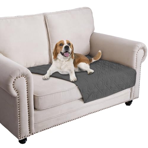 Waterproof Blanket Reversible Dog Bed Cover Pet Blanket for Furniture Bed Couch Sofa (30x53 Inch (Pack of 1) / Darkgrey)