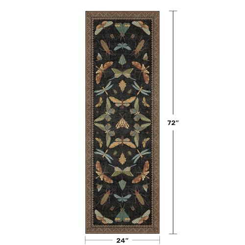 2x6 Black Entryway Runner Rugs Washable Non Slip Runners for Hallway (2' x 6' (Runner) / Black / Multi)