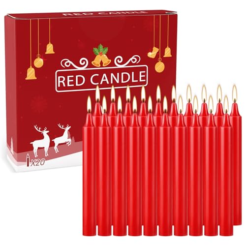 Set of 20 Red Candles (Red-4" 20)