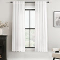 White Linen Curtains 63 inch Length 2 Panel Set for Living Room Back Tab Semi Sheer Light Filtering Bedroom Window Curtain 63 inch Long Cotton Textured Modern Elegant Coastal Drapes 42x63 (White / 42"W x 63"L (Pack of 2))