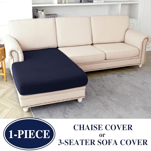 Couch Cushion Cover for Chaise Lounge & Sofa (Navy / Chaise Cover)