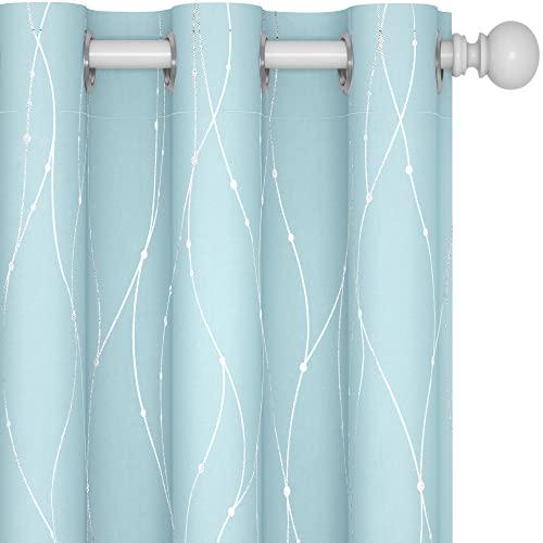Living Room Curtains 45 Inches Long (Light Blue/Wave Dots / 42"W x 45"L (Pack of 2))