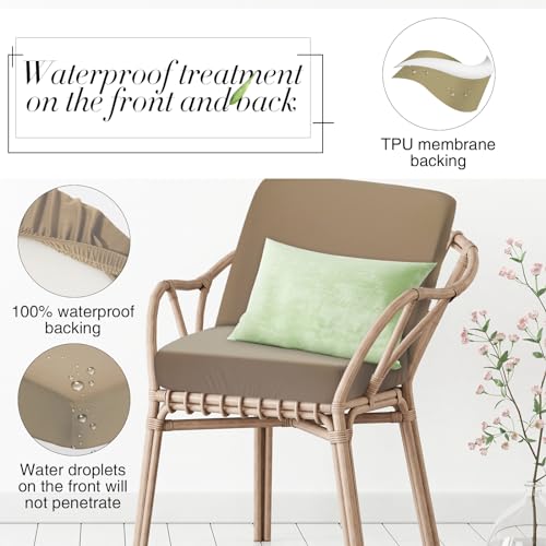 8 Pcs Patio Outdoor Cushion Covers (Khaki Yellow / Modern)