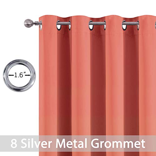 Room Darkening Curtains 52x72 inch Length Coral Orange (Coral Orange / 52"W x 72"L (Pack of 2))