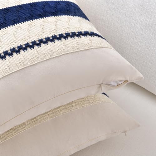 Set of 1 Navy Blue Lumbar Decorative Throw Pillow Covers 16x24 Inch for Couch Bed Sofa Living Room (24" x 16" (Pack of 1) / Navy Blue)