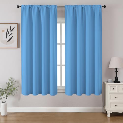 Light Blue Blackout Curtains 45 inch Length 2 Panels Set (Light Blue / 52"W x 45"L (Pack of 2))