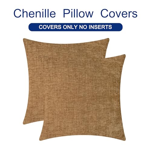 Decorative Couch Throw Pillow Covers 24 X 24 Inches Apricot Brown (24" x 24" (Pack of 2) / Apricot Brown)