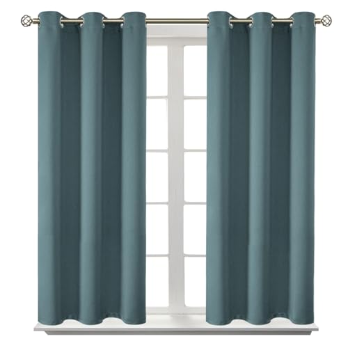 Short Curtains for Small Window 45 Inch Long (Stone Blue / 38"W x 45"L (Pack of 2))
