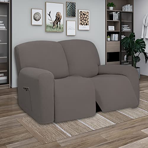 Super Stretch Loveseat Recliner Sofa Couch Cover with Pocket (Medium Recliner Loveseat / Taupe)