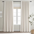 Cream Linen Blackout Curtains 84 Inch Long for Bedroom Living Room (Birch / 52"W x 84"L (Pack of 2))