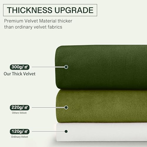 Soft Velvet Sage Green Curtains 96 inches Long Rod Pocket (Green Series - Sage Green / 42"W x 96"L (Pack of 2))