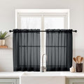 Black Small Sheer Curtains 2 Panels Set (42"W x 36"L (Pack of 2) / Black)