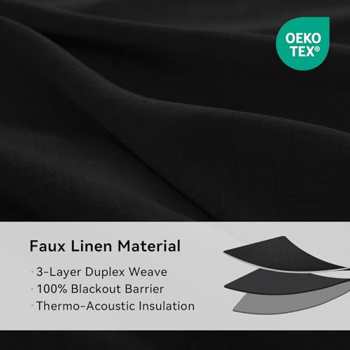 100% Blackout Black Curtains 72 Inch Long 2 Panels Set (Kohl | Black / 50"W x 72"L (Pack of 2))