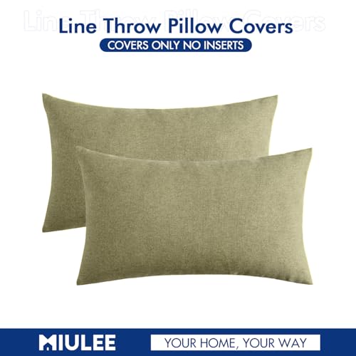 Decorative Outdoor Pillow Covers Lumbar Waterproof 12x20 Light Olive Green (20" x 12" (Pack of 2) / Light Olive Green)