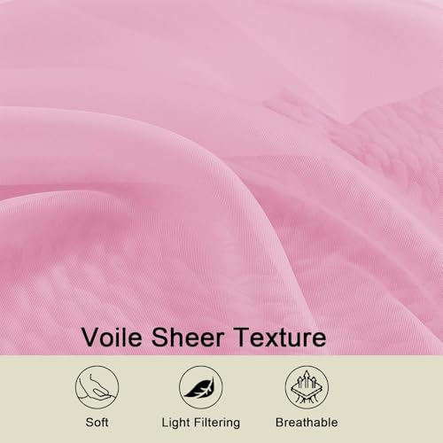 Kitchen Curtains 24 Inch Length Tier 2 Pieces (Pink / 42"W x 24"L (Pack of 2))