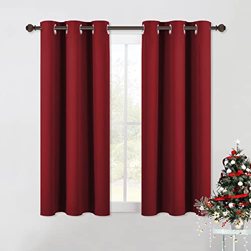 Christmas Bedroom Curtains Blackout Draperies (Burgundy Red / 42"W x 54"L (Pack of 2))