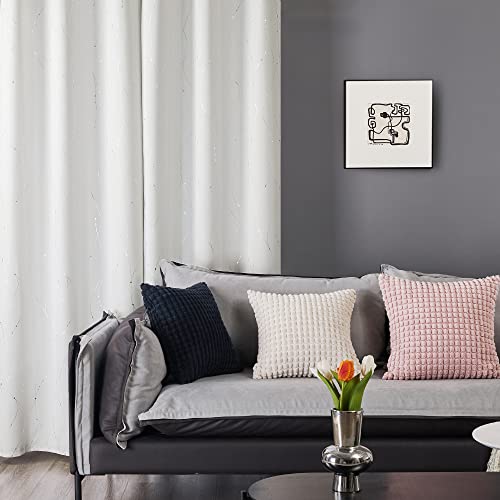 Living Room Curtains 90 Inches Long (Pure White/Wave Dots / 38"W x 90"L (Pack of 2))