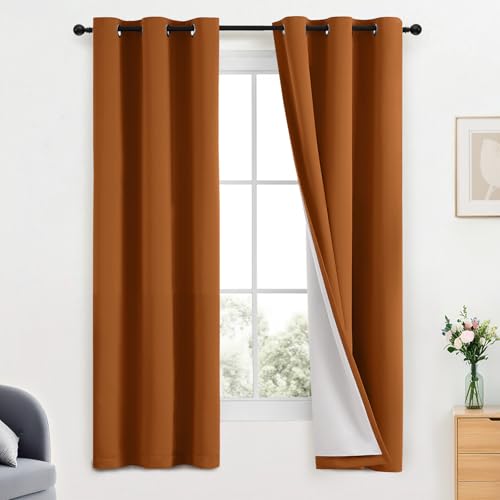 100% Blackout Curtains 38x63 inch Length Burnt Orange (Burnt Orange / 38"W x 63"L (Pack of 2))