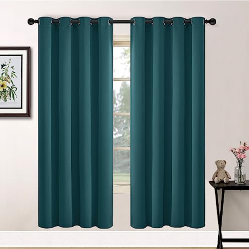 Room Darkening Curtains 52x72 inch Length Dark Teal (Dark Teal / 52"W x 72"L (Pack of 2))