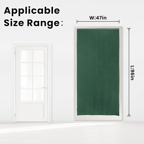 Blackout Curtains for Bedroom Sticky Curtain Blackout Window Cover Self Adhesive Curtains Rod No Drillng (47"W x 96"L (Pack of 1) / Dark Green)