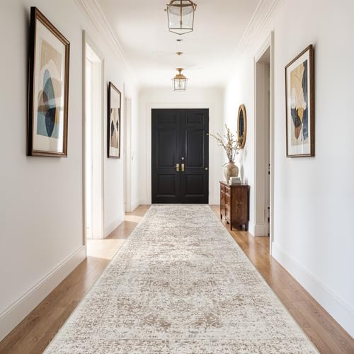4x10 Washable Hallway Runner Rug (Ivory/Beige / 4x10)