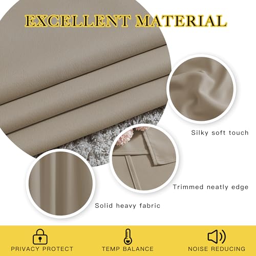 Blackout Short Curtains for Kitchen (Taupe / 34"W x 50"L (Pack of 2))