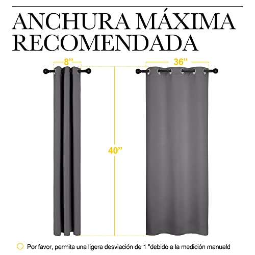 Grey Blackout Cafe Curtain Panels for Bedroom (Grey / 42"W x 40"L (Pack of 2))