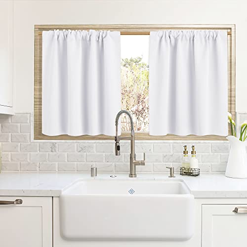 Cafe Curtains 24 inch Length (Pure White / 42"W x 24"L (Pack of 2))